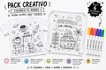 Pack Creativo Infantil para Colorear | Camiseta + Mochila de Cuerdas + 6 Rotuladores Textiles